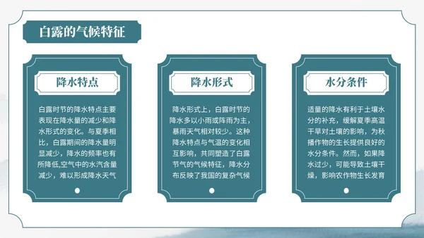 绿色中国风风格格白露节气介绍PPT模板