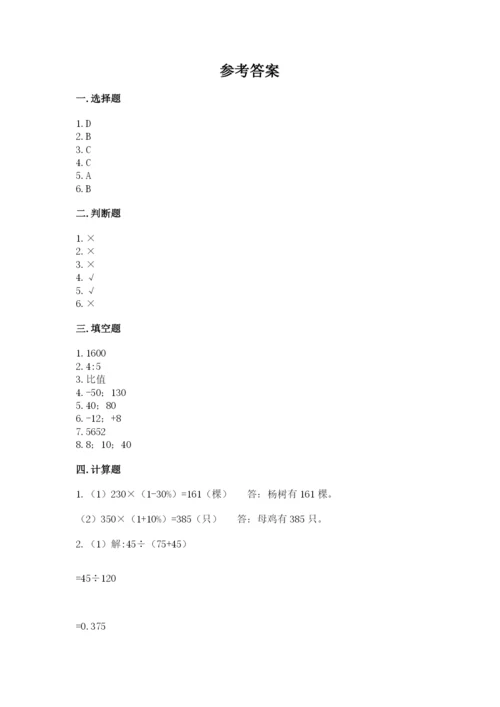银川市贺兰县六年级下册数学期末测试卷推荐.docx