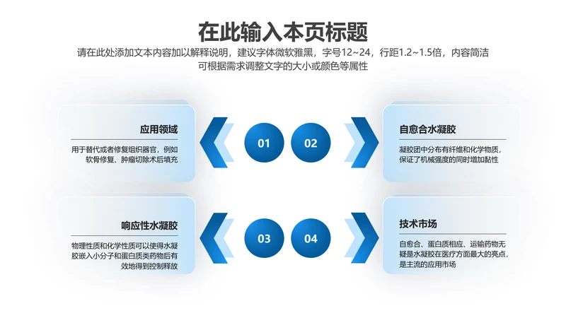 四项-蓝色渐变PPT纯文字