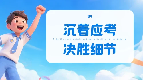 蓝白色3D风中考动员会PPT模板