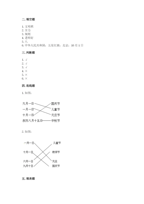 部编版二年级上册道德与法治期中测试卷附答案（名师推荐）.docx