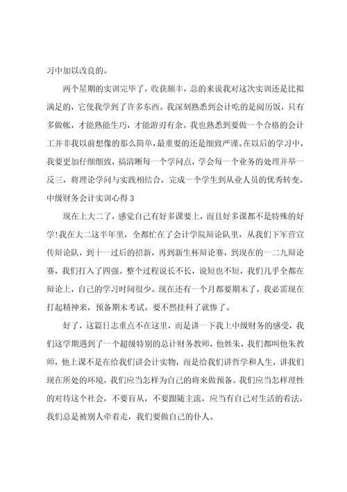 中级财务会计实训心得3篇