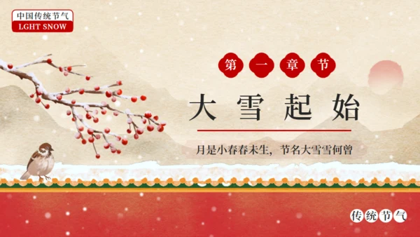 大雪节气冬季皇宫红色宫墙通用PPT课件模板