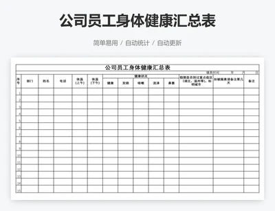 公司员工身体健康汇总表