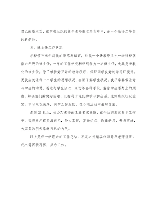 新教师试用期个人工作总结