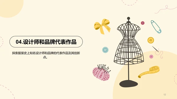 黄色插画服装设计专业毕业答辩PPT模板