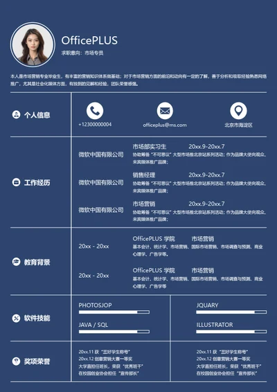 服务业人力资源简历模板