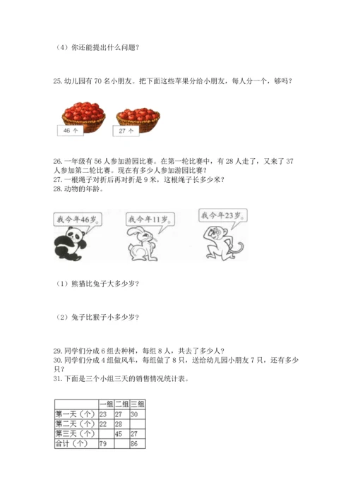 小学二年级上册数学应用题100道含答案（最新）.docx