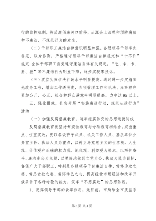 质监局“实施廉政行动，规范从政行为”活动实施方案 (2).docx