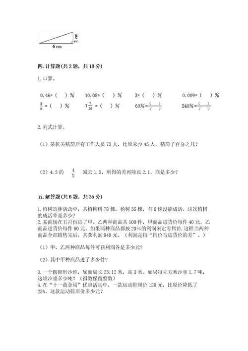 北京版六年级下册数学期中测试卷含答案完整版