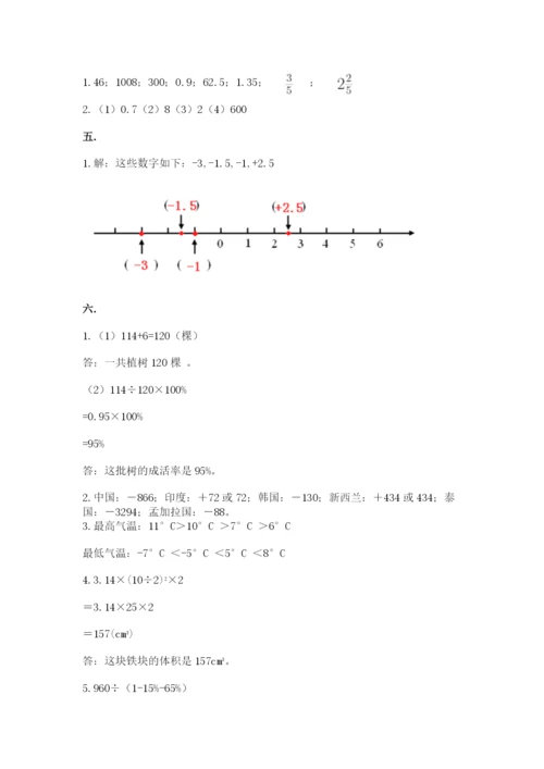 北师大版六年级数学下学期期末测试题含答案（考试直接用）.docx