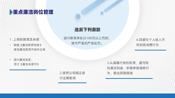 商务风蓝色员工廉洁行为规范培训PPT