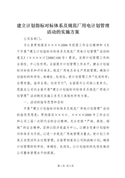 建立计划指标对标体系及规范厂用电计划管理活动的实施方案.docx