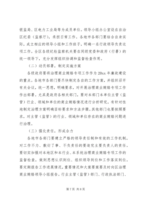 自治区关于开展治理商业贿赂专项工作实施方案.docx