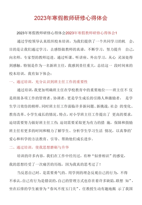 2023年寒假教师研修心得体会.docx