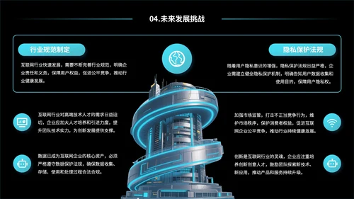蓝黑色互联网未来发展趋势研究报告PPT模板