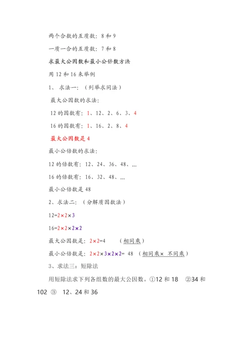 人教版数学五年级下册单元知识点归纳.docx