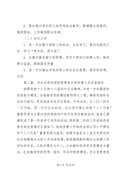 市社会劳动保险管理局支部党建工作自我检查报告.docx