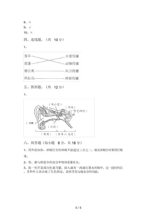 苏教版四年级科学上册期中考试含答案(20220309193939)