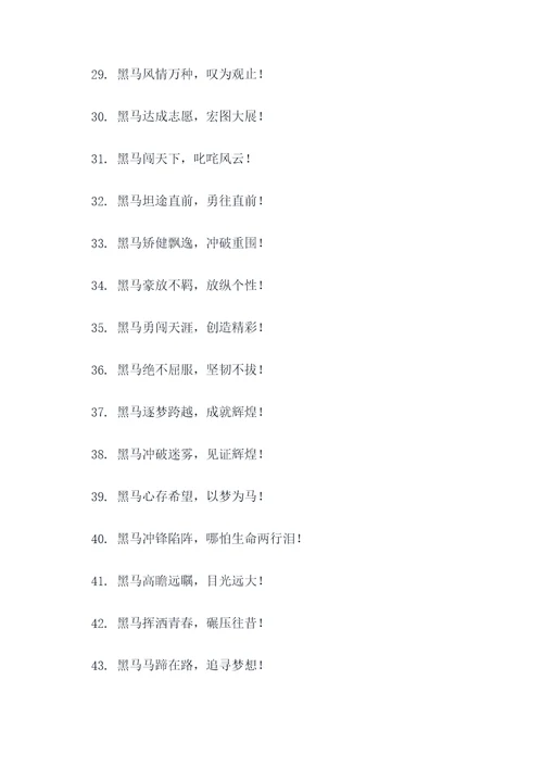 带有黑马二字的口号