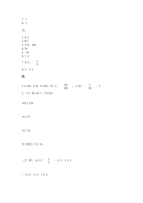 小学六年级数学毕业试题及参考答案（综合卷）.docx