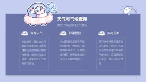 呆呆鲨蓝色卡通风旅游攻略ppt模版