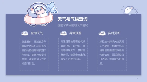 呆呆鲨蓝色卡通风旅游攻略ppt模版