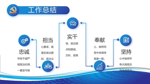 蓝色党建党支部工作总结汇报PPT党课