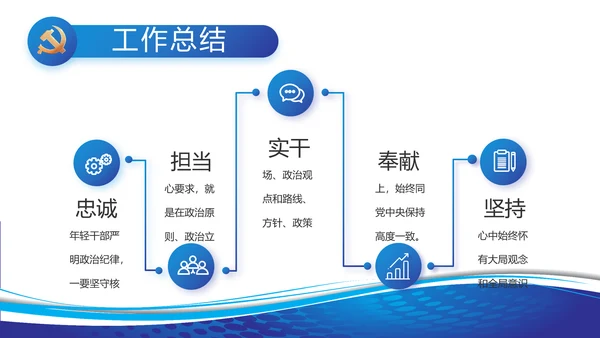 蓝色党建党支部工作总结汇报PPT党课
