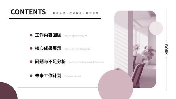 粉色留白简约工作汇报通用PPT模板