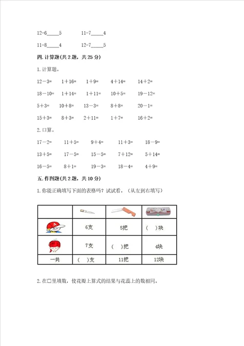 北师大版一年级下册数学第一单元 加与减一 测试卷审定版