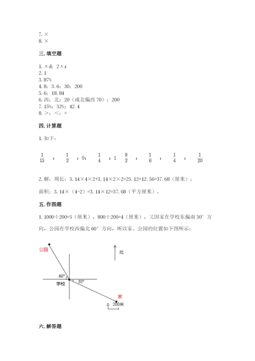 2022人教版六年级上册数学期末考试卷及完整答案（网校专用）.docx