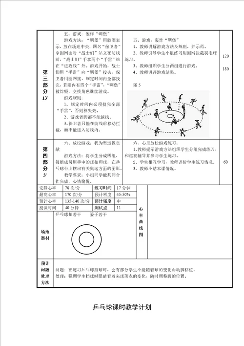 五年级乒乓球单元计划