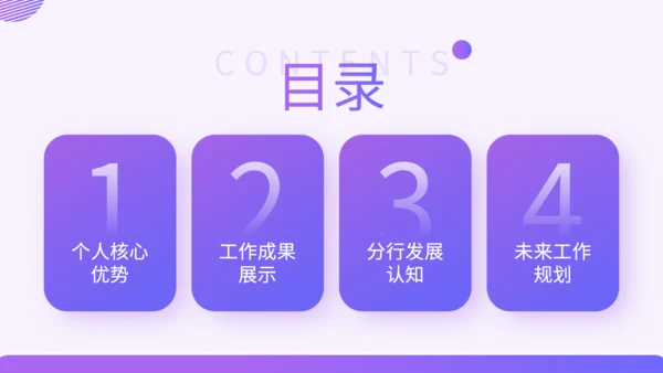 紫色渐变风银行行长竞聘述职PPT