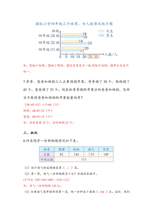 《第八单元复习》（教案）人教版四年级数学下册