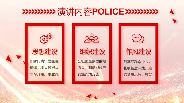 红色公安民警风采展示PPT动态模板