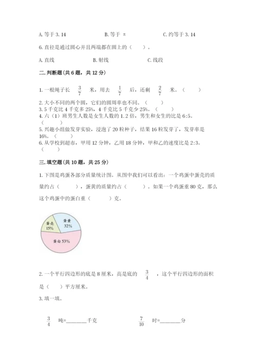 2022六年级上册数学《期末测试卷》（突破训练）word版.docx