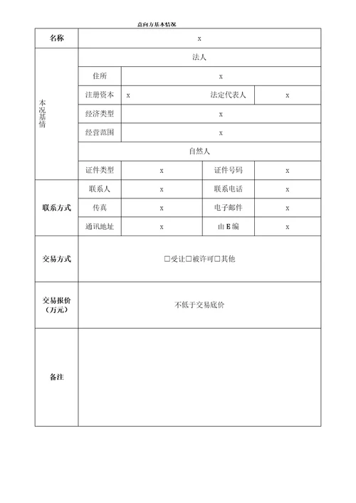 技术类无形资产交易申请书【模板】