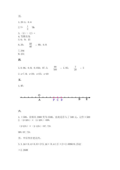 小学六年级数学期末自测题及答案（夺冠系列）.docx