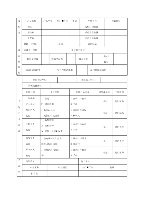 火灾自动报警系统竣工验收记录表