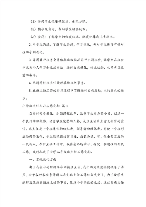 小学班主任实习工作计划