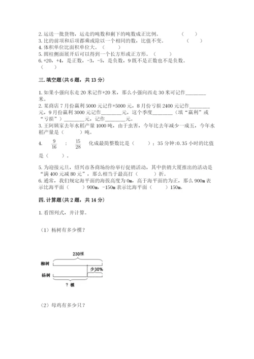 齐齐哈尔市富裕县六年级下册数学期末测试卷1套.docx