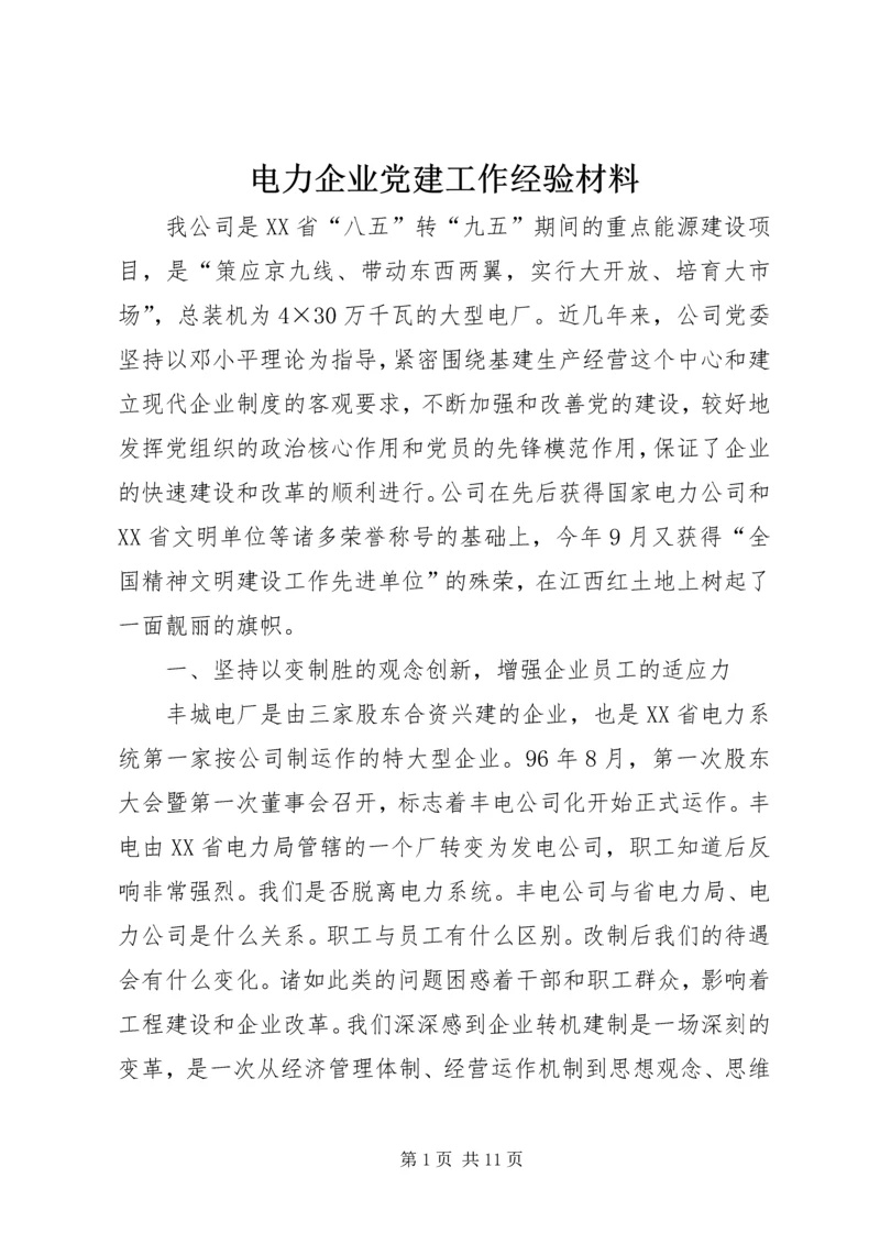 电力企业党建工作经验材料.docx