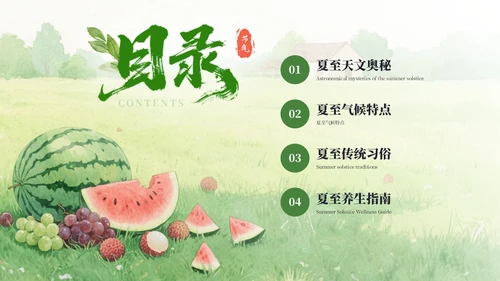 绿色简约中国传统二十四节气之夏至科普课件PPT模板