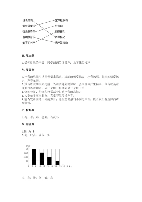 教科版科学四年级上册第一单元声音测试卷及参考答案（黄金题型）.docx