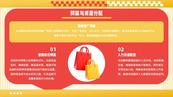 红黄撞色潮流风国庆促销活动PPT模板