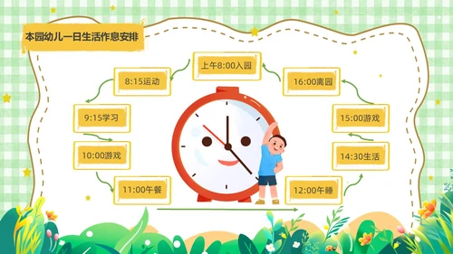 绿色卡通风遇见成长蓄力启航幼儿园新生家长会PPT模板开学家长会新生家长会家长会