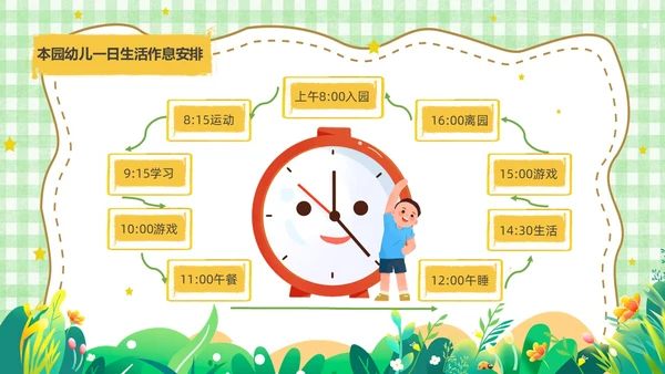 绿色卡通风遇见成长蓄力启航幼儿园新生家长会PPT模板开学家长会新生家长会家长会