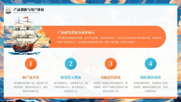 橙色插画风乘风破浪扬帆起航年终总结报告PPT模板