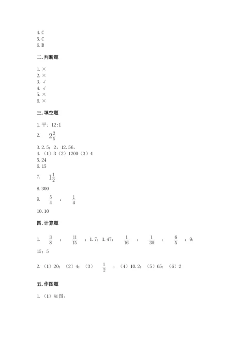 2022人教版六年级上册数学期末测试卷含答案【研优卷】.docx